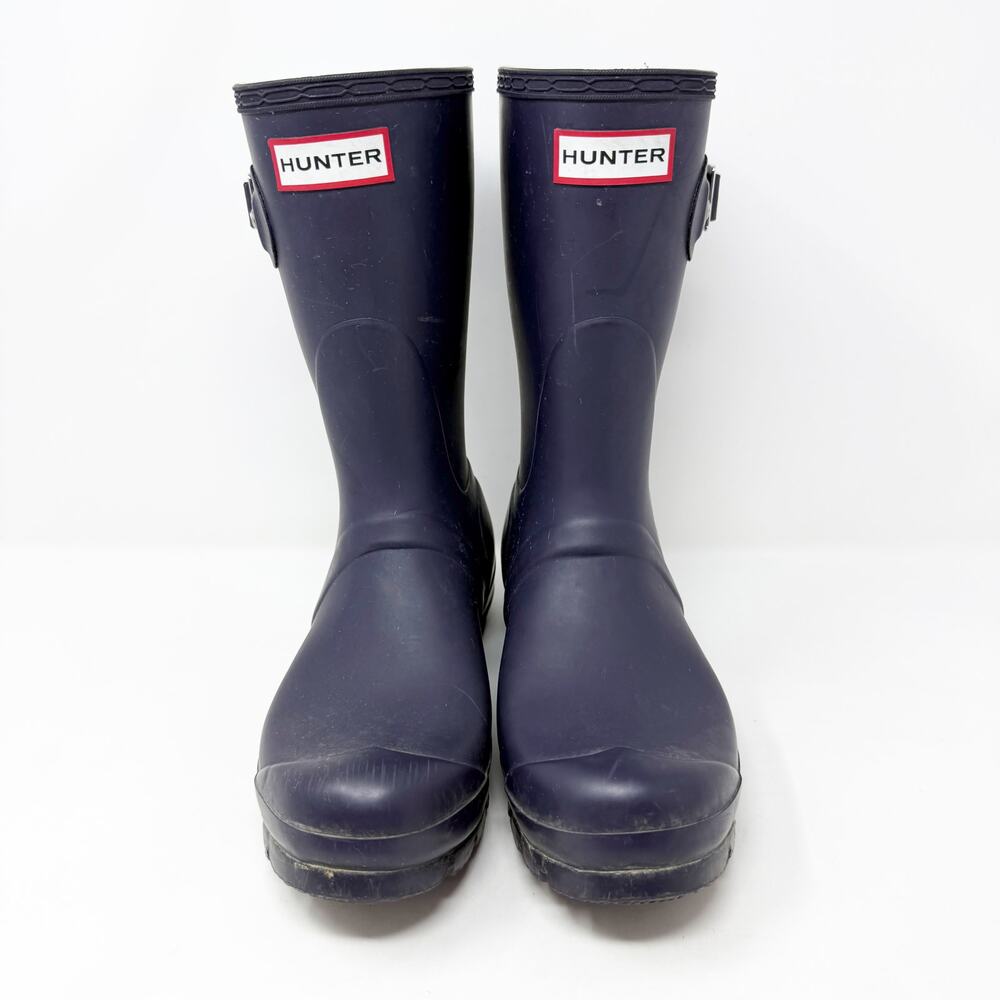 Hunter Matte Navy Original Short Rain Boots Women's Sz 6 VGUC Pull On Waterproof - Picture 2 of 10